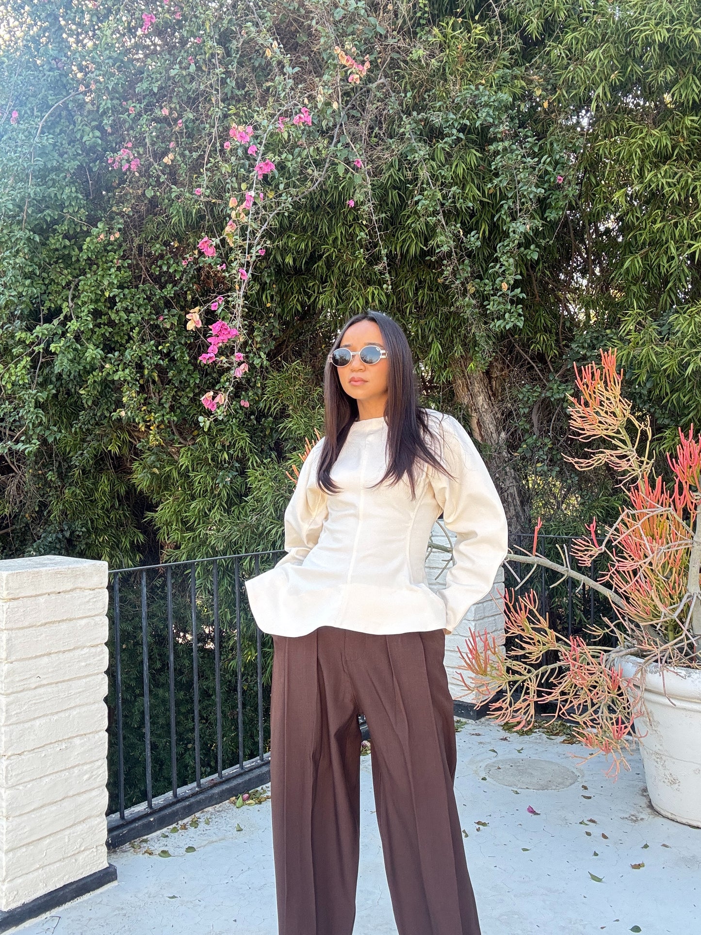 Elle - Cream Sculptured long sleeve