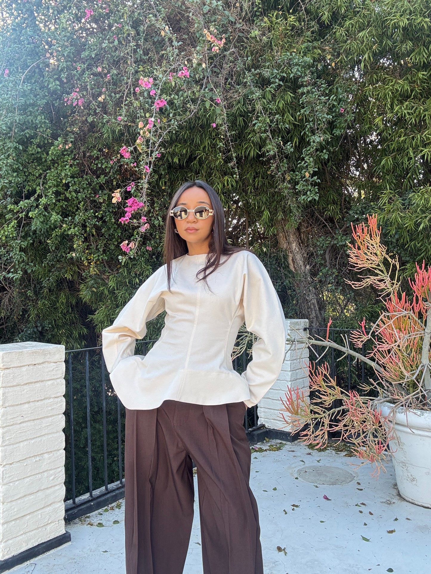 Elle - Cream Sculptured long sleeve