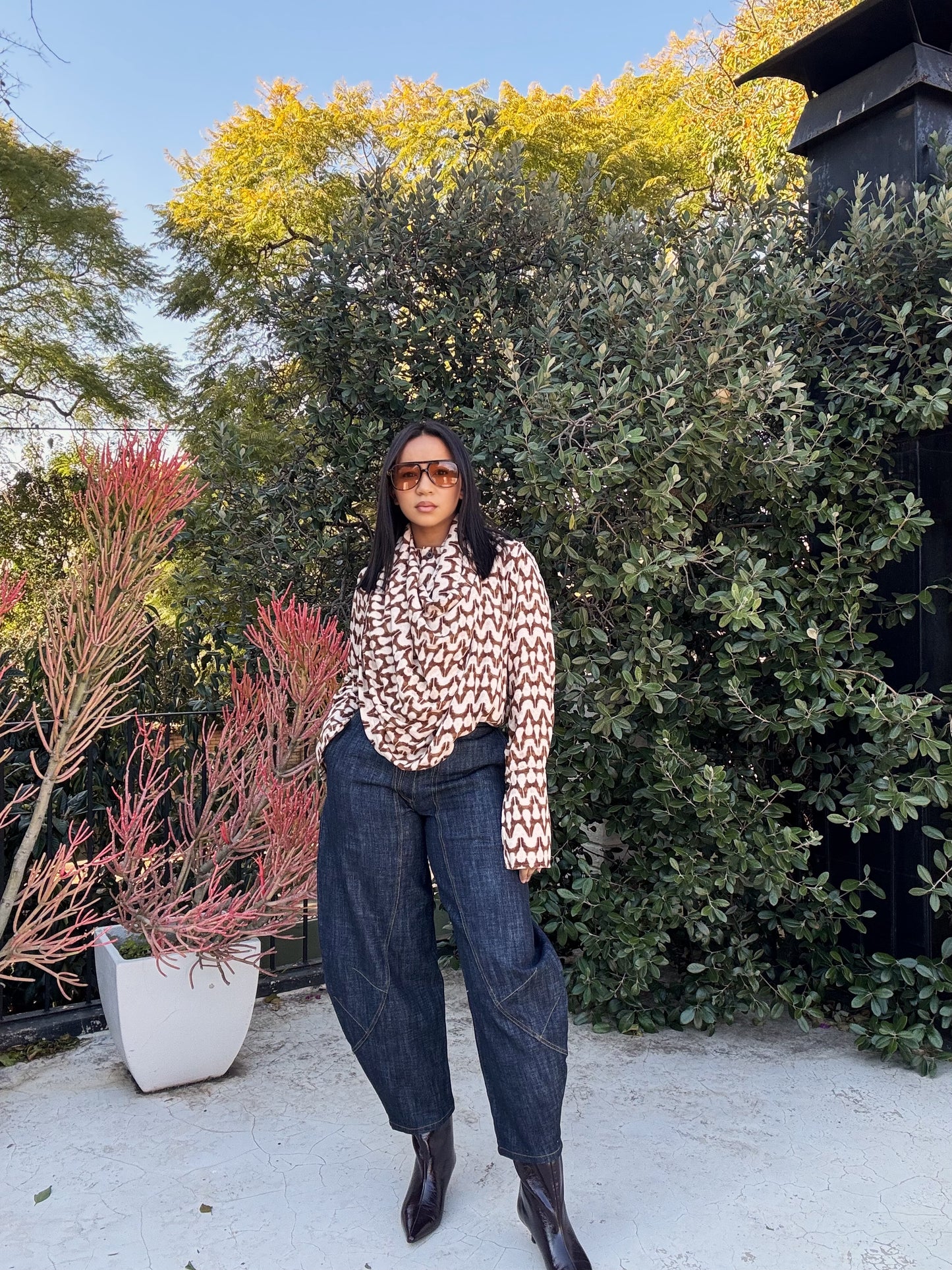 Kaira - Printed Collarless Shirt